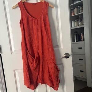 Inizio Italian Linen Magic 2 Sleeveless Lagenlook Dress Sz small